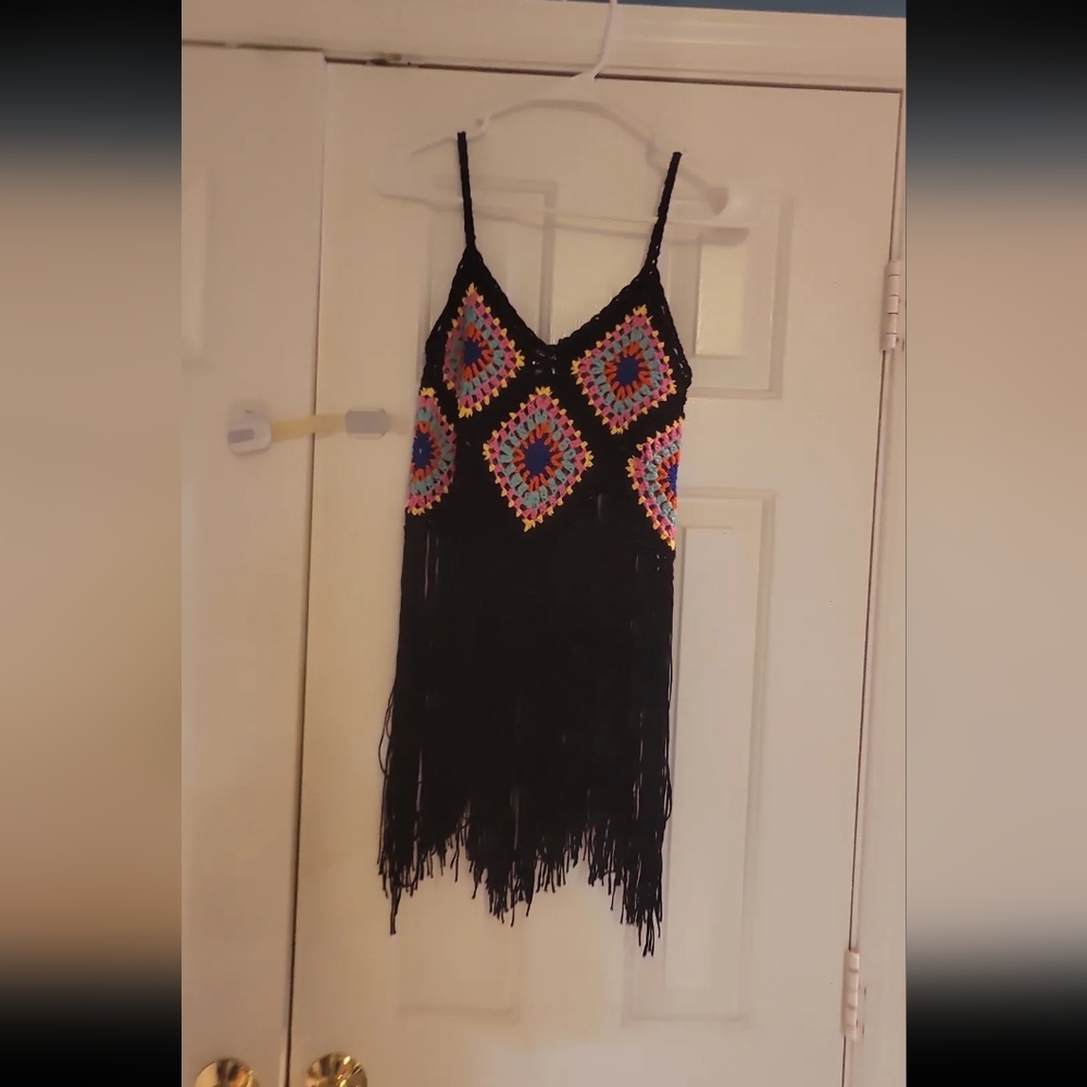 Hera Collection Hippie Fringe Boho Crochet Tank Top Size Small/Medium - Picture 3 of 4